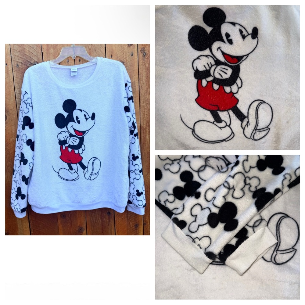 Disney White Crewneck Sweater with Mickey Mouse - Youth XL (15-17)